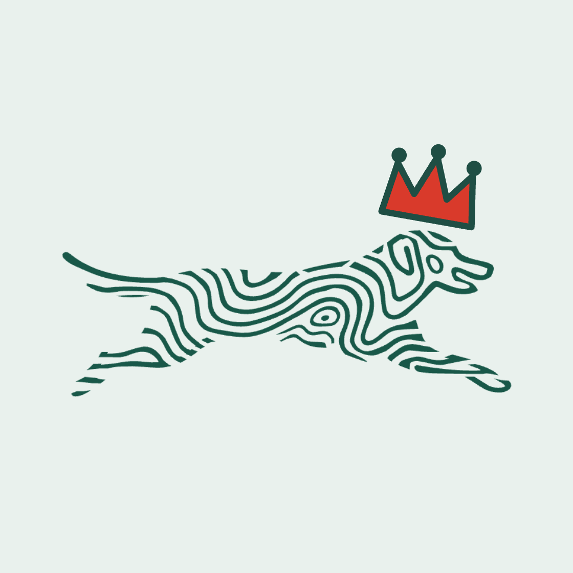Topo dog wearing the crown